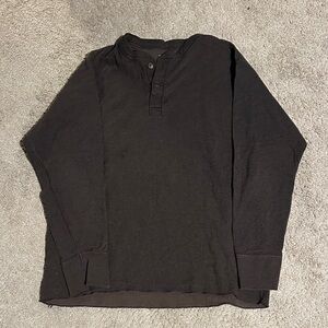 L.L. Bean Men's Brown Wool River Driver’s Long Sleeve Henley Shirt, XL